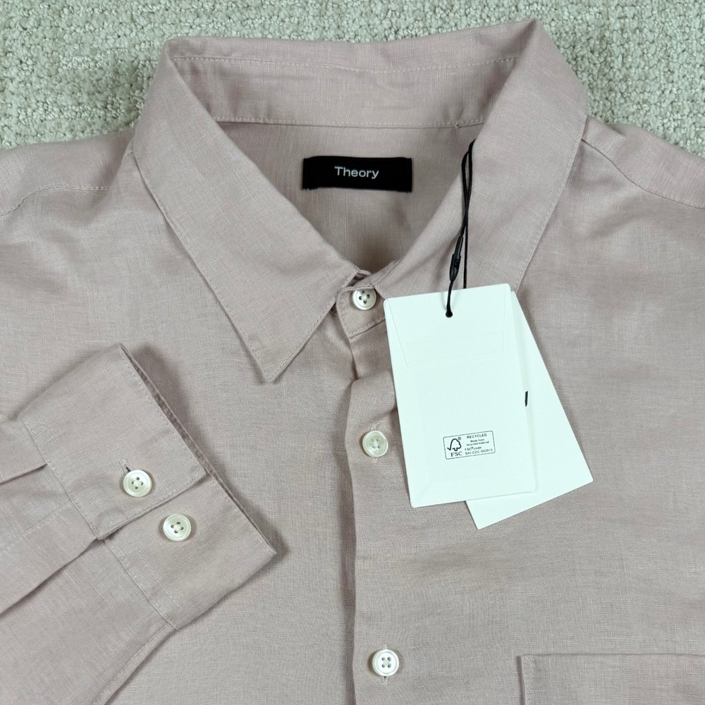 NEW Theory Mens XL Viola Irving PA Precise Linen 2 Long Sleeve Button Up Shirt